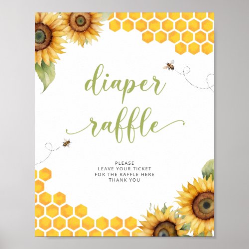 Summer Honey Bee Baby Shower Diaper Raffle Poster