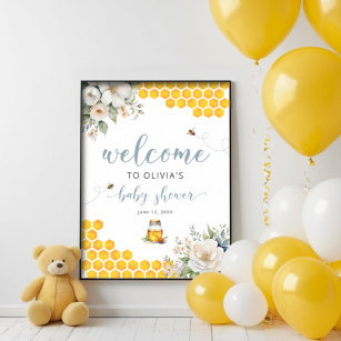 Summer Honey Bee Baby Shower Welcome Poster