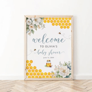 Summer Honey Bee Baby Shower Welcome Poster