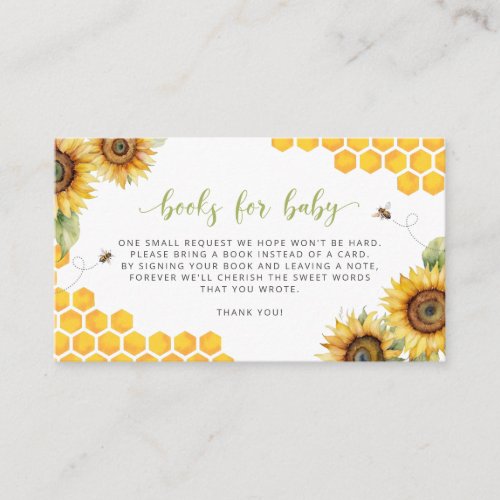 Summer Honeycomb Sunflowers Books For Baby Enclosure Card