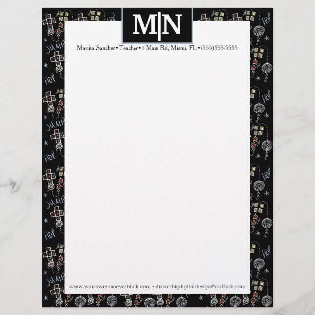 Summer Hopscotch Educational Teacher Pattern Letterhead (Front)