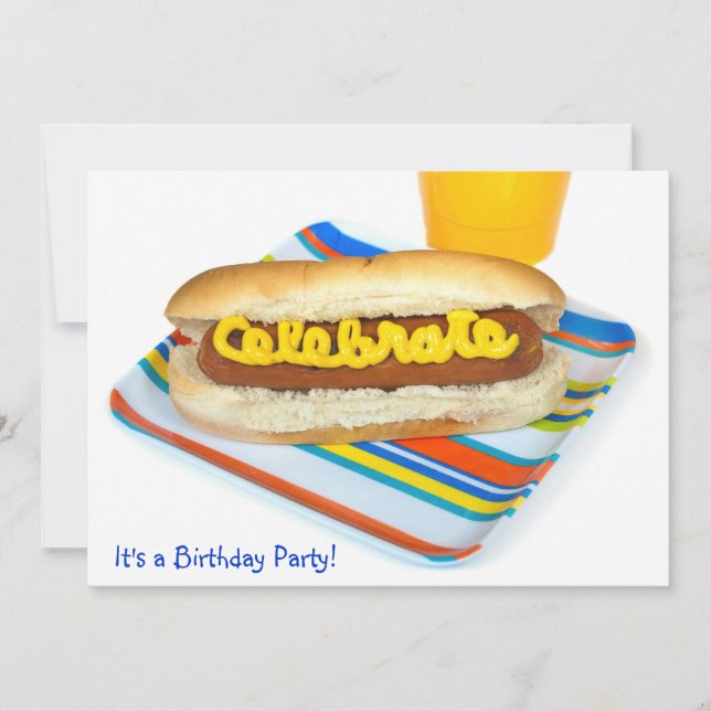 Summer Hot Dog Birthday Party Invitation (Front)