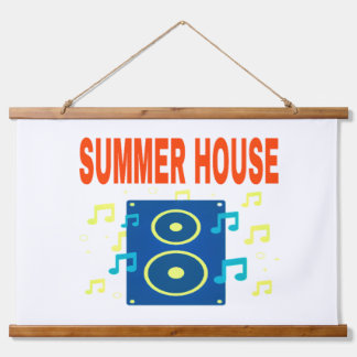 SUMMER HOUSE SPEAKER & NOTES RED FONTS HANGING TAPESTRY