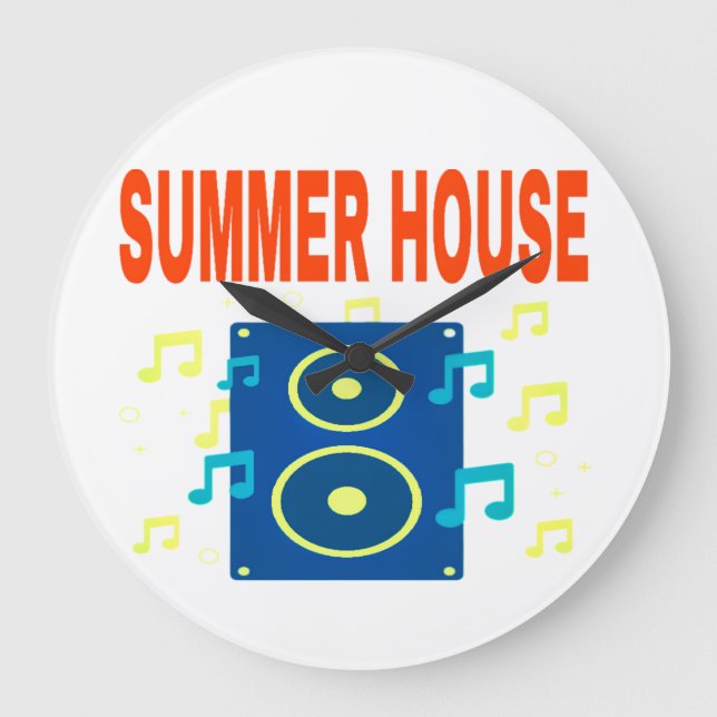 SUMMER HOUSE SPEAKER & NOTES RED FONTS  LARGE CLOCK (Front)