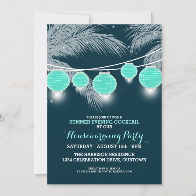 Summer Housewarming Cocktail Party Invitations (Front)