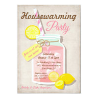 Summer Housewarming Mason Jar Lemonade Party Card