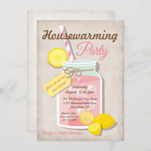 Summer Housewarming Mason Jar Lemonade Party Invitation