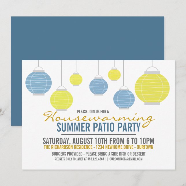 Summer Housewarming Patio Party Invitation (Front/Back)