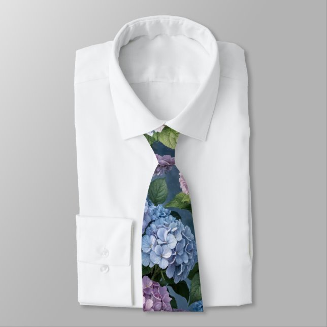 Summer Hydrangea Garden Neck Tie (Tied)