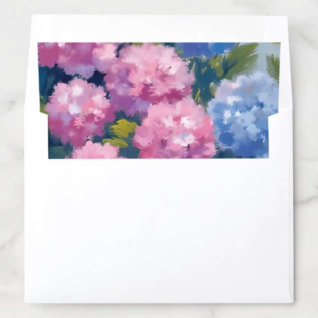 Summer Hydrangeas | Pink & Blue Coastal Flowers Envelope Liner (In Envelope)