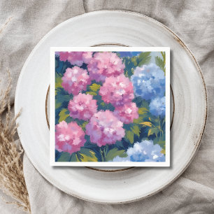 Summer Hydrangeas   Pink & Blue Coastal Flowers Napkins