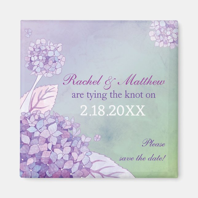 Summer Hydrangeas Wedding Save the Date Magnet (Front)
