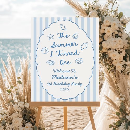 Summer I Turned One Birthday Party Welcome Sign