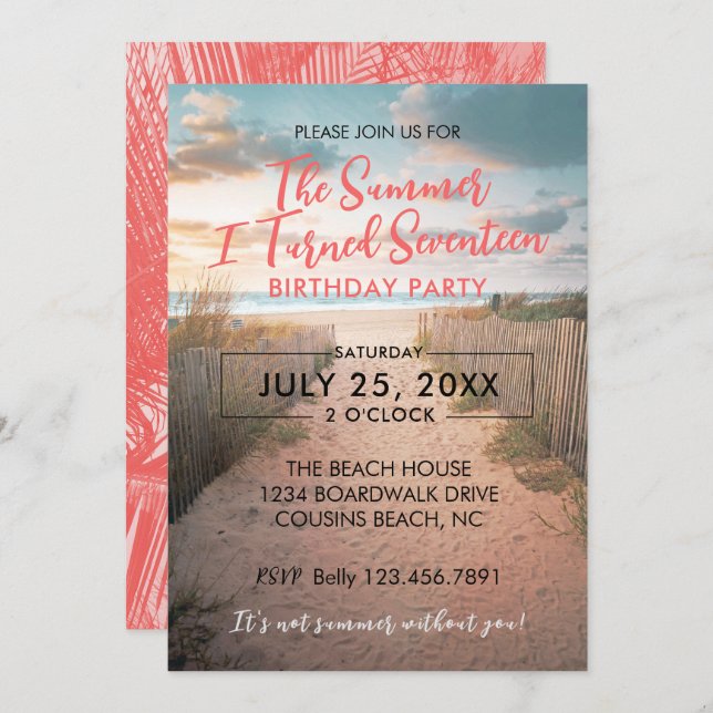 Summer I Turned Seventeen Birthday Invitation (Front/Back)