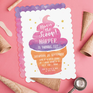 Summer Ice Cream Birthday Party Invitation