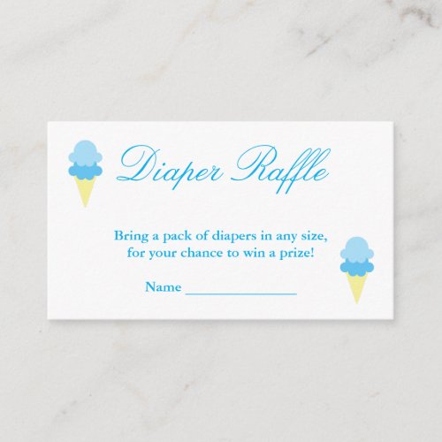 Summer Ice Cream Boy Baby Shower Diaper Raffle Enclosure Card