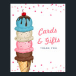 Summer Ice Cream Cards & Gifts Bridal Shower Poster<br><div class="desc">Summer Ice Cream Cards & Gifts Modern Watercolor Bridal Shower Poster Sign features a watercolor summer ice cream cone filled with sweet colorful scoops of ice cream on a white background. Designed for you by Evco Studio www.zazzle.com/store/evcostudio</div>