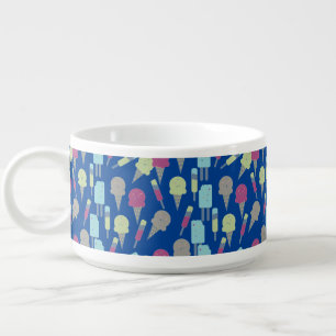 Summer Ice Cream Colorful Mix Pattern Blue Bowl