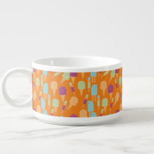 Summer Ice Cream Colorful Mix Pattern Orange Bowl