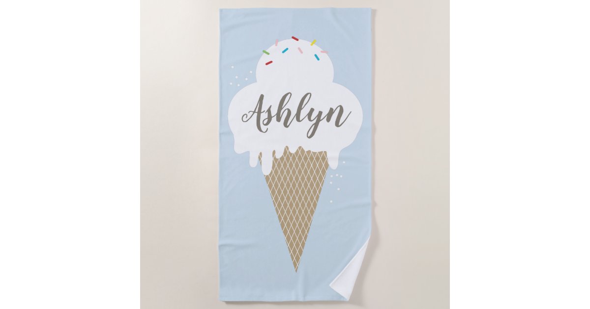 Summer ice cream cone beach towel pink