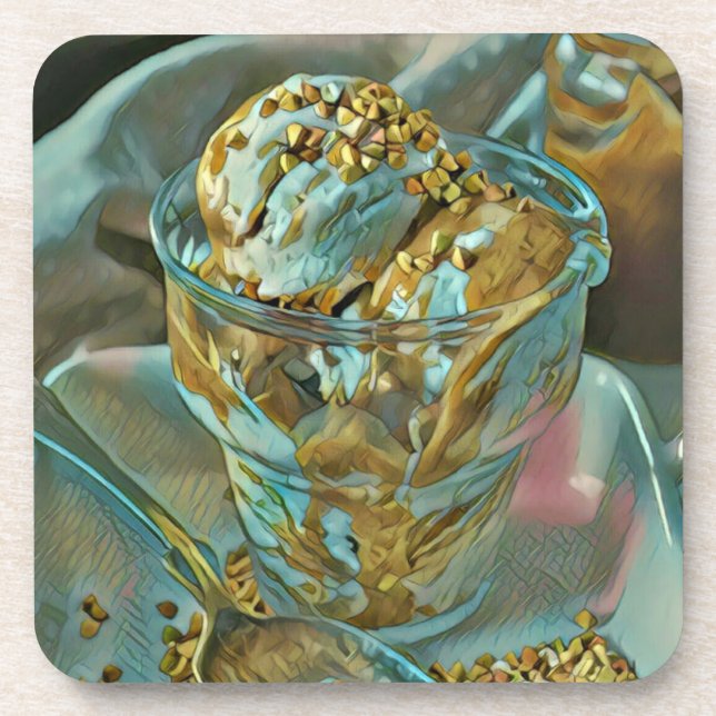 Summer ice cream cone beverage coaster (Front)