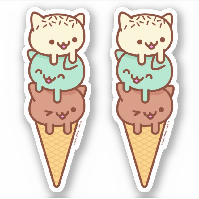 SUMMER ICE CREAM CONE Cat Stickers (Front)