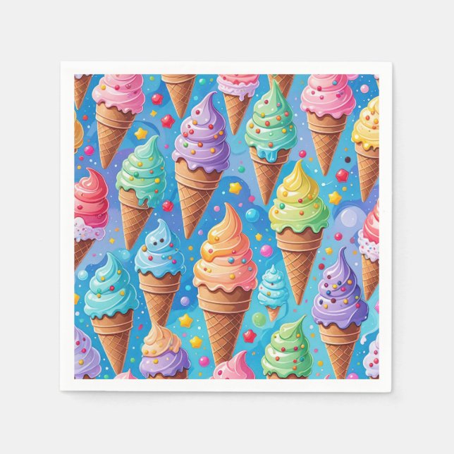 Summer Ice Cream Cone Collection Napkins (Front)