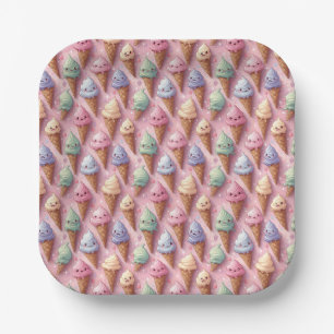 Summer Ice Cream Cone Collection Paper Plates
