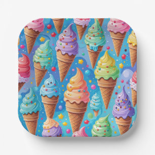Summer Ice Cream Cone Collection Paper Plates