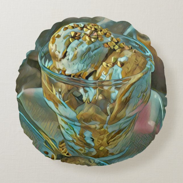 Summer ice cream cone round pillow (Front)