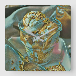 Summer ice cream cone square wall clock