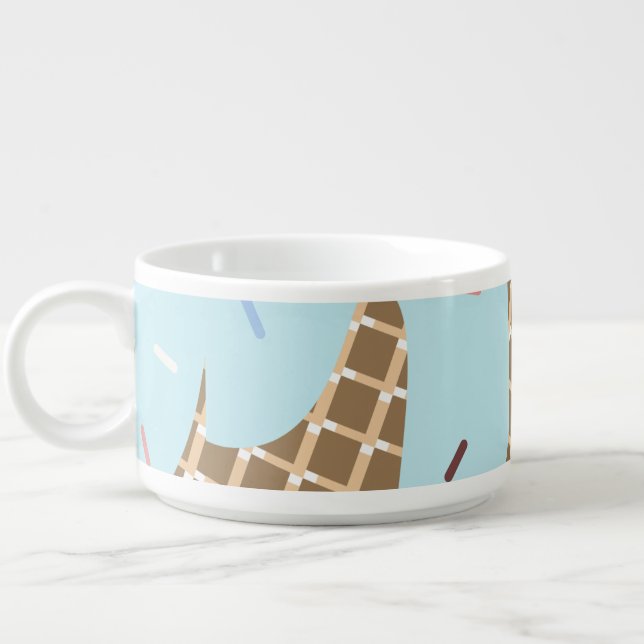 Summer Ice Cream Dripping Cone Sprinkles Blue Bowl (Right)