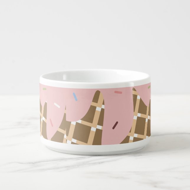 Summer Ice Cream Dripping Cone Sprinkles Pink Bowl (Center)