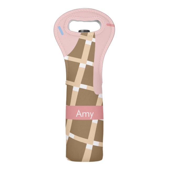 Summer Ice Cream Dripping Pink Sprinkles Wine Bag (Front)