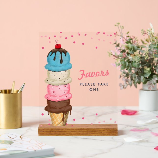 Summer Ice Cream Favors Bridal Shower Acrylic Sign (Wedding)