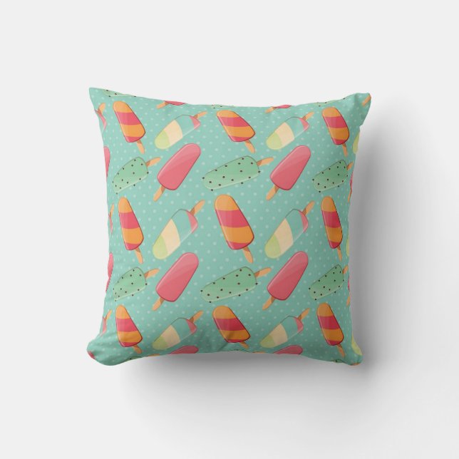 Summer Ice Cream Fun Throw Pillow (Front)