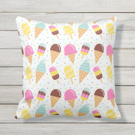 Summer Ice Cream Indoor Outdoor Throw Pillow
