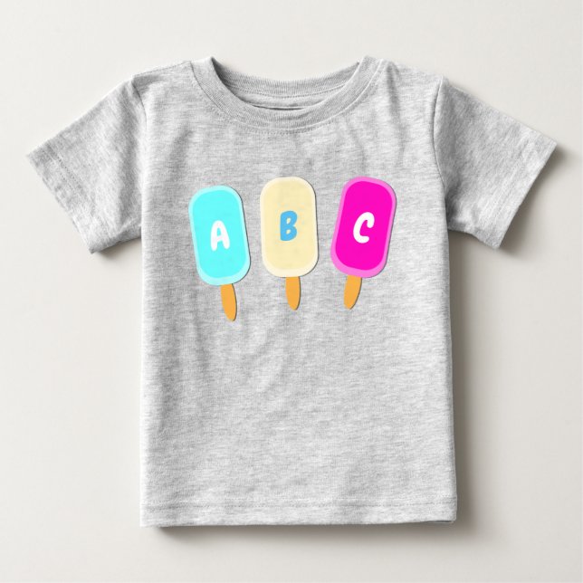 Summer Ice Cream Lollies Alphabet Baby T-Shirt (Front)