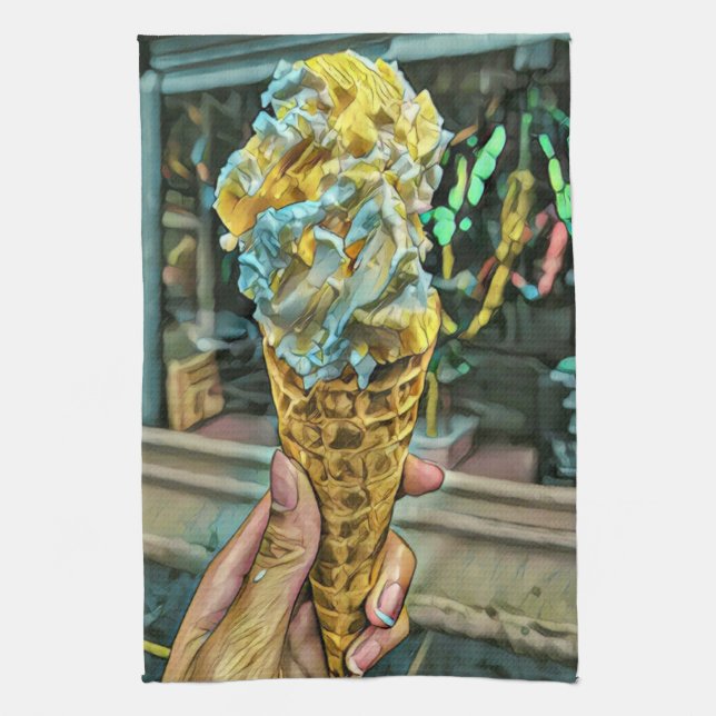 Summer ice cream lovers kitchen towel (Vertical)