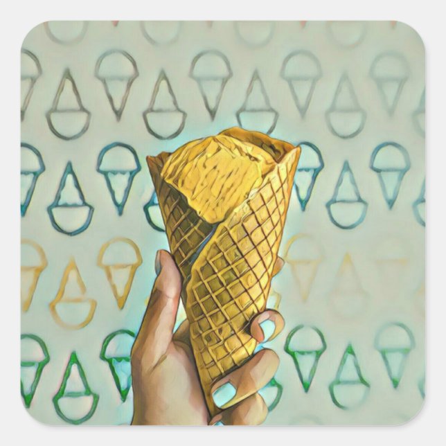 Summer ice cream lovers square sticker (Front)