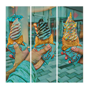 Summer ice cream lovers triptych