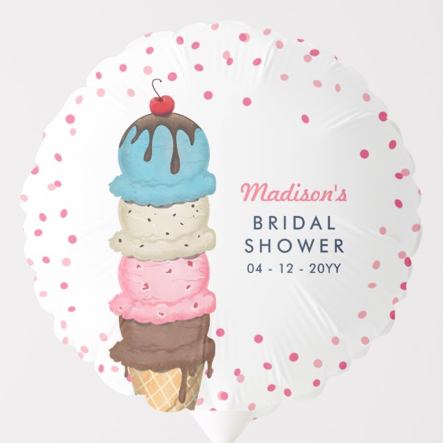 Summer Ice Cream Modern Bridal Shower Balloon (Front)