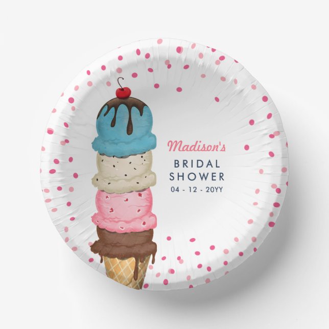 Summer Ice Cream Modern Bridal Shower Paper Bowls (Front)