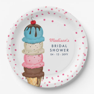 Summer Ice Cream Modern Bridal Shower Paper Plates