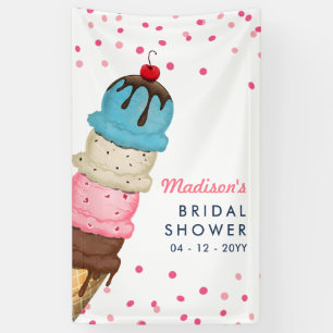 Summer Ice Cream Modern Watercolor Bridal Shower Banner