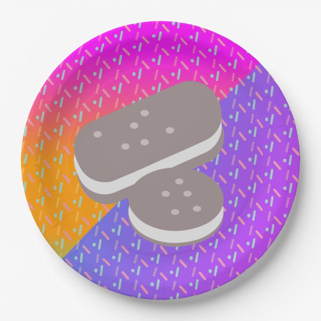 Summer Ice Cream Neon Sprinkles Party Pattern Paper Plates (Front)