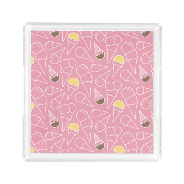 Summer Ice Cream Pattern Acrylic Tray (Front)