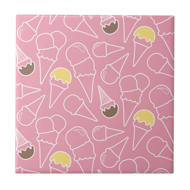 Summer Ice Cream Pattern Ceramic Tile (Front)