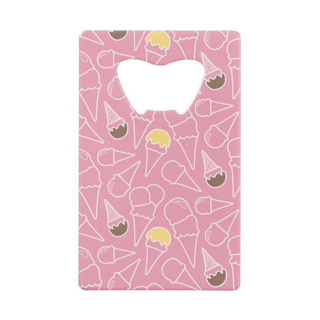 Summer Ice Cream Pattern Credit Card Bottle Opener (Front)