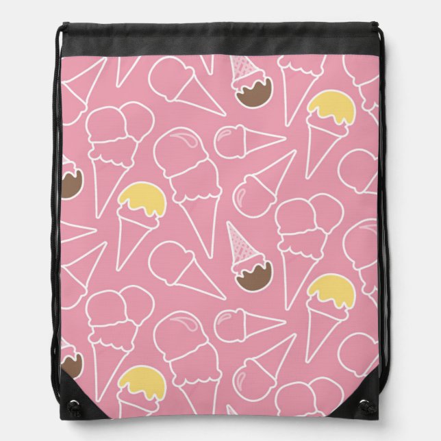 Summer Ice Cream Pattern Drawstring Bag (Front)